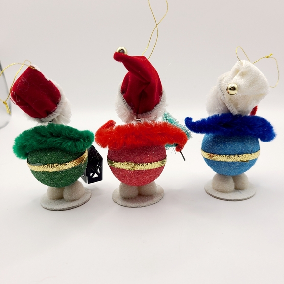 Christopher Radko Shiny Brite Sparkle Town Wiggle Head Elf Trio Ornaments - Picture 2 of 3